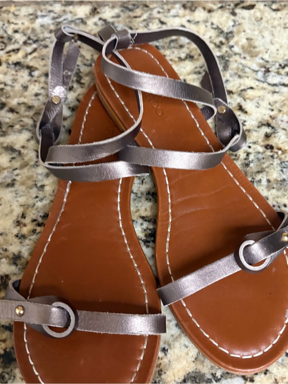 Bernardo Metallic Gray Strappy Lace-Up Sandals